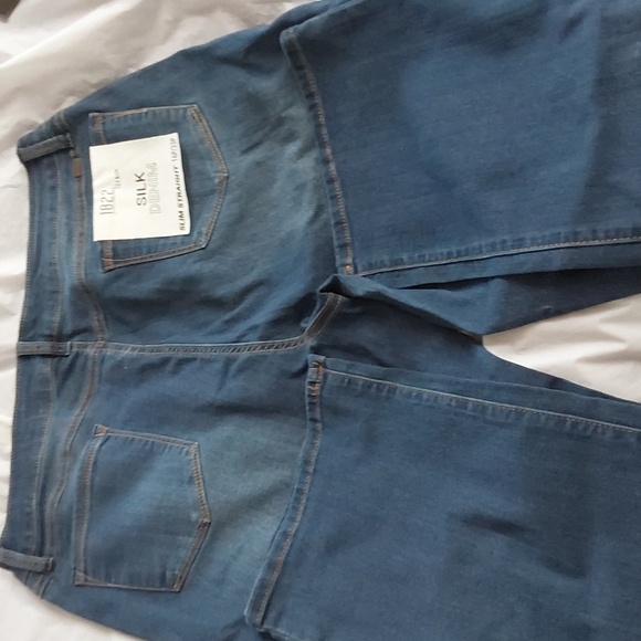 1822 Silk Denim Blue Jeans Super Soft Stretchy Helena Slim Straight Sz.16 - Picture 10 of 11